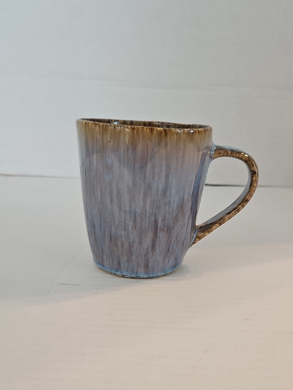 Crate&Barrel Julo Blue and Brown Reactive Glazed Ceramic Coffee Tea Mug
